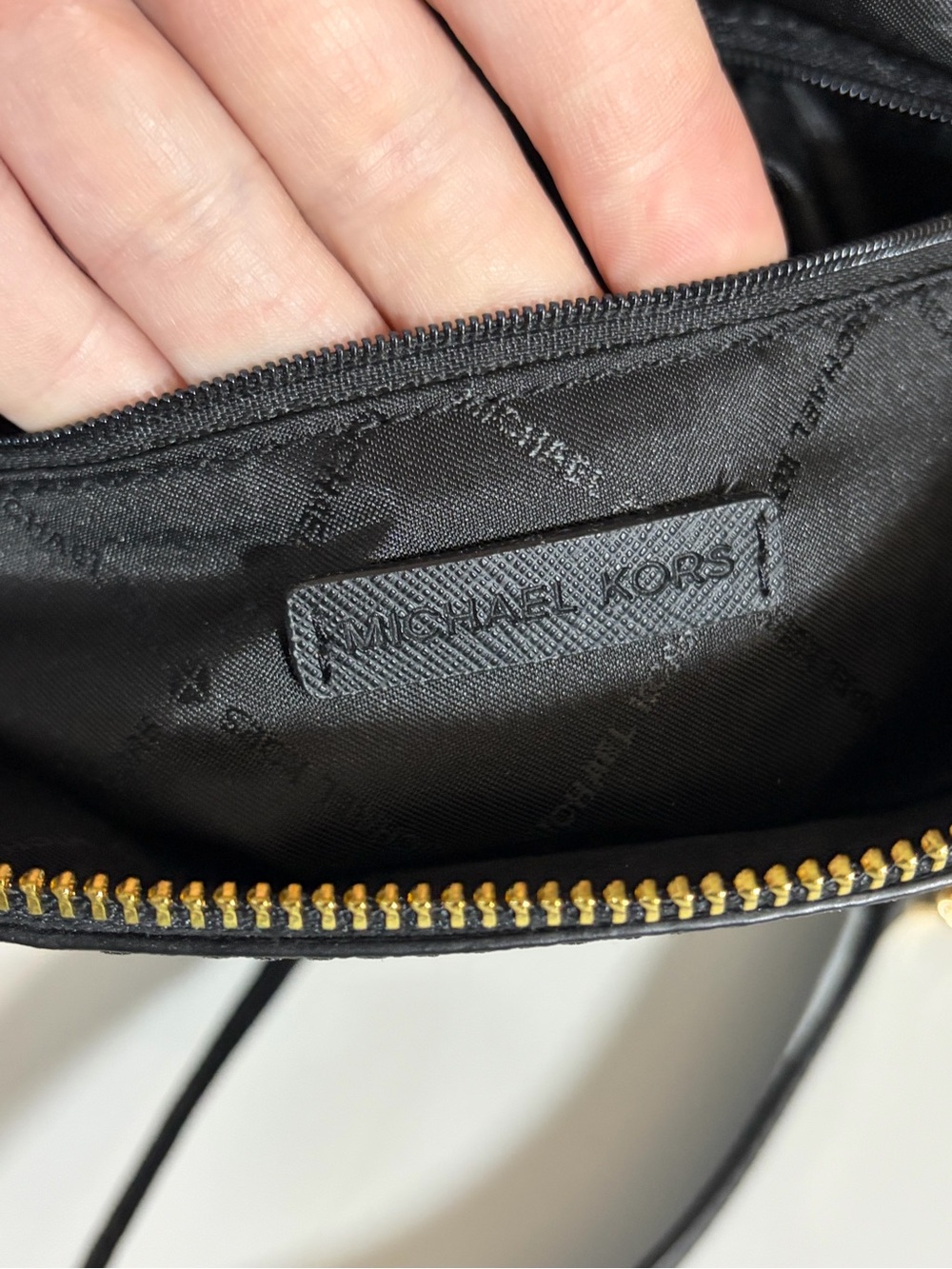 Michael Kors Black Saffiano Dome Crossbody with Gold Logo - Picture 8 of 13